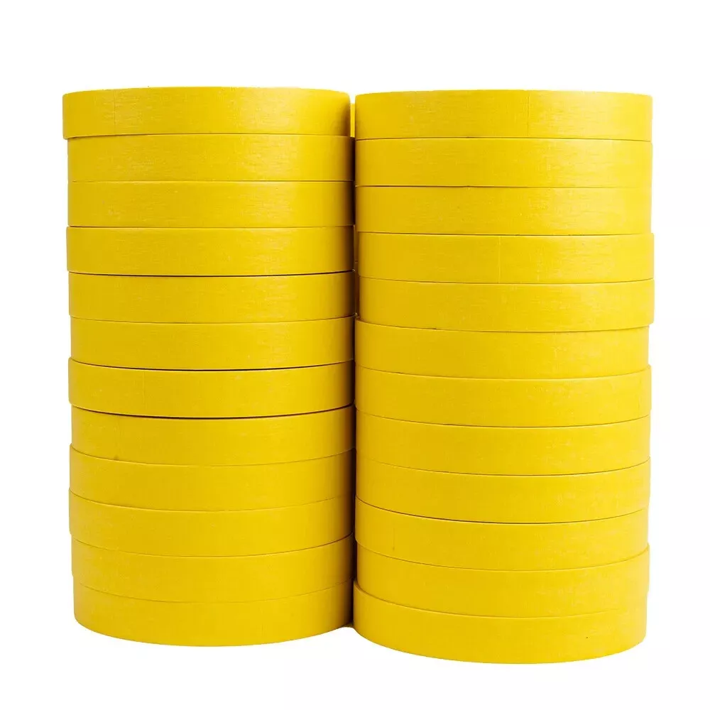 Yellow Masking Tape, 1-1/2" Inch x 55 Yards - Adhesive Tape, 24 Rolls. ( High Temperature 250F )