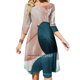 thumbnail image 1 of Vestido elegante dulce con cuello cuadrado estilo kawaii coreano para mujer con hojas de plantas de color rosa ruborizado, 1 of 6