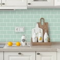 thumbnail image 3 of clevermosaics Green Subway Vinyl Wall Tiles Peel and Stick Backsplash, Removable and Heat Resistant, Pack of 10, 3 of 7