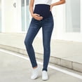 thumbnail image 5 of Tqyyweavej Maternity Skinny Jeans for Women Over The Belly Washed Pants with Pockets Solid Color Roll Hem Denim Pants Size S to 2XL, 5 of 7