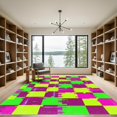 thumbnail image 2 of ODIKA 3'x5' Machine Washable Non-Slip Area Rug, Geometric Bright Green High Traffic Rug, Green, 979735, 2 of 7