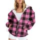 thumbnail image 2 of Sudadera con capucha de manga larga para mujer, informal, con capucha, holgada, a cuadros, de manga larga, para otoño e invierno, 2 of 5
