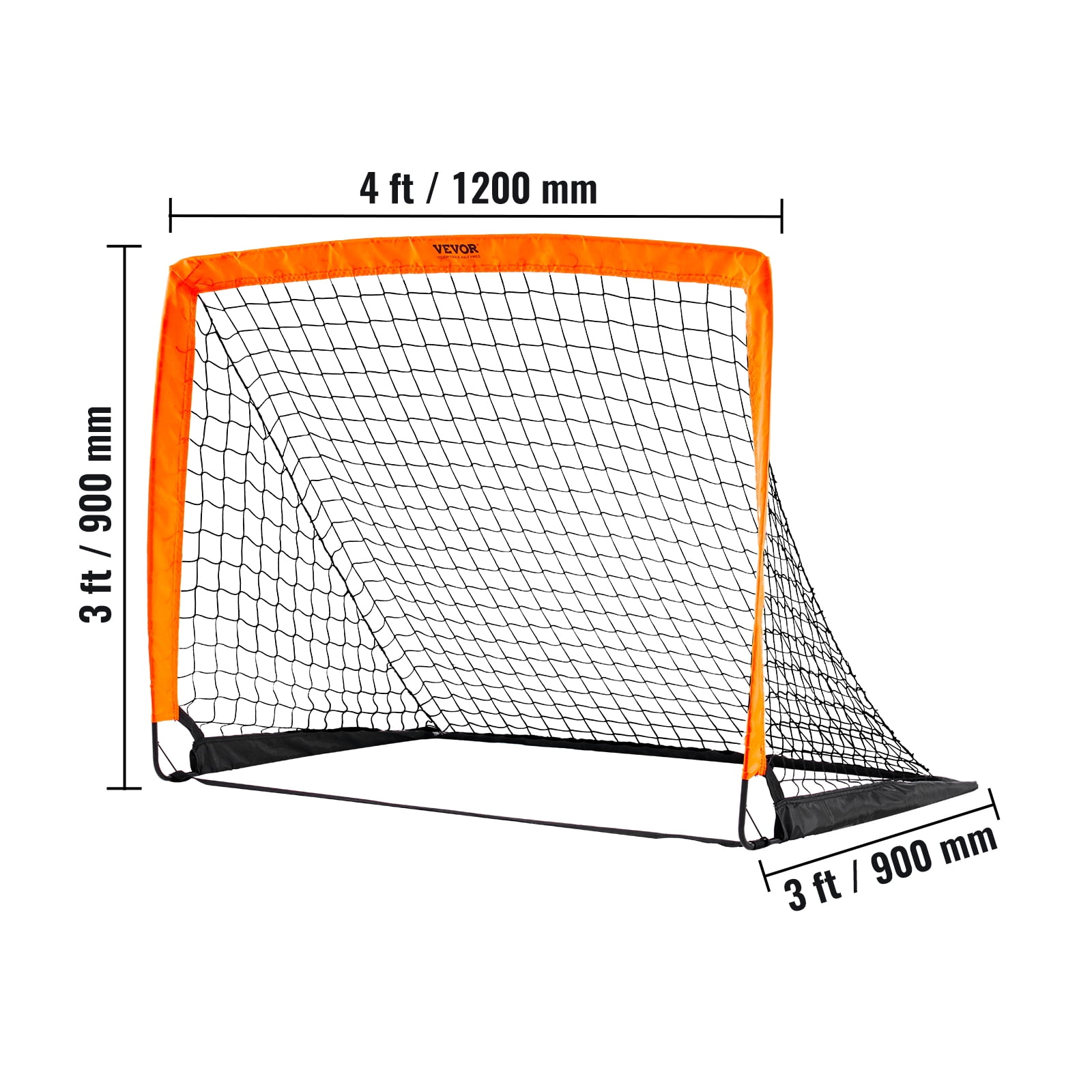 KFFKFF 4x3ft Portable Soccer Goal, Pop Up Kids Soccer Net for Backyard Training, Orange/Black