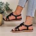 thumbnail image 5 of Women's Floral Sandals Open Toe Casual Summer Flats with Ankle Strap Low Heel Rubber Sole Dressy Beach Shoes, 5 of 5
