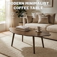 thumbnail image 5 of Brown Wood Farmhouse Coffee Table with Vivid Leaf Design, Center Table with Rustic Grain for Living Room or Bedroom, 5 of 7
