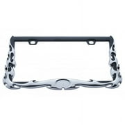 Chrome & Black Tribal Metal Flame License Plate Frame