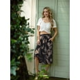 thumbnail image 6 of JWD Women's Skirts Flowy Maxi Skirt Summer Long Midi Length Casual Skirt Elegant Cool Dress with Pockets Black Palm Leaf 2XL, 6 of 10