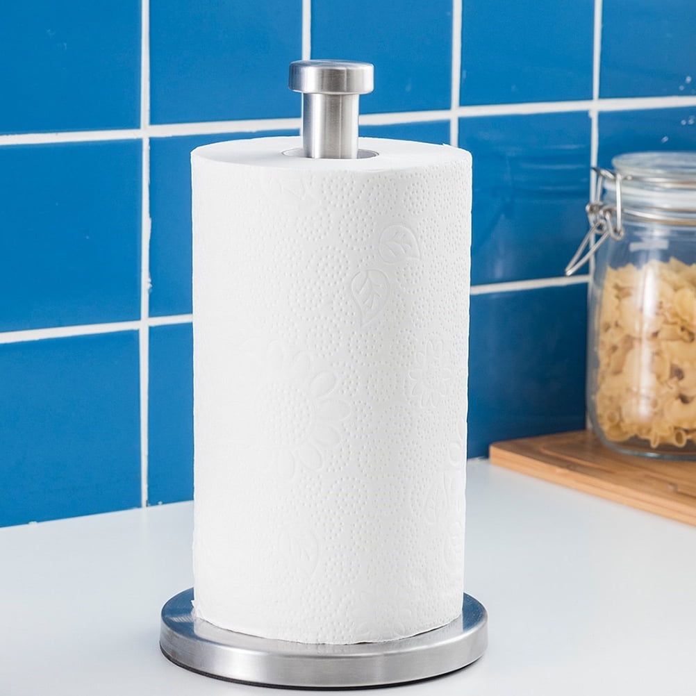 Masteelf 2 pcs  Stainless Steel Upright Paper Towel Holder Stand for Home Kitchen Countertop Table (Flat Top)