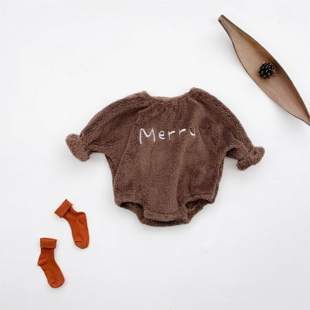 

FZM Christmas Baby Unisex Letter Print Autumn Christmas Long Sleeve Romper Bodysuit Cartoon Hat Clothes