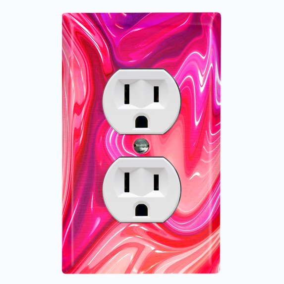 Metal Light Switch Plate Cover Liquid Candy Pink Red Swirl CDY001