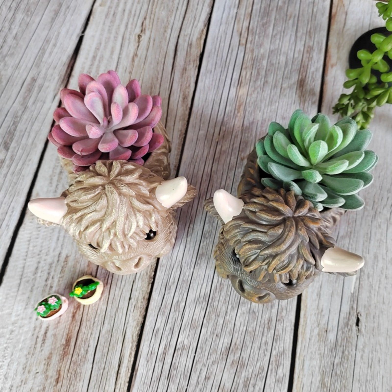 Cute Simulation Cattle Flower Pot Ornaments Planter,Gardening Micro Garden Decoration,Cattle Style Plant Pot,Fun Decorative Garden Pot for Living Room Bedroom Patio