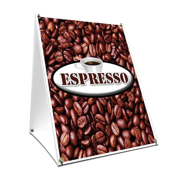 A-frame Sidewalk Espresso Sign With Graphics On Each Side | 18" X 24" Print Size
