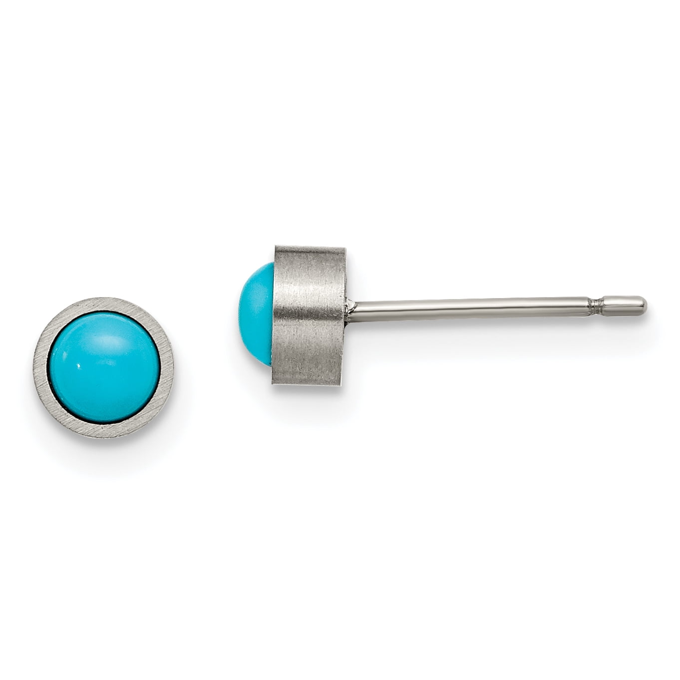 Opal 5 mm Elegant and safe For Sensitive Ears Titanium Hypoallergenic Bezel Stud Earrings