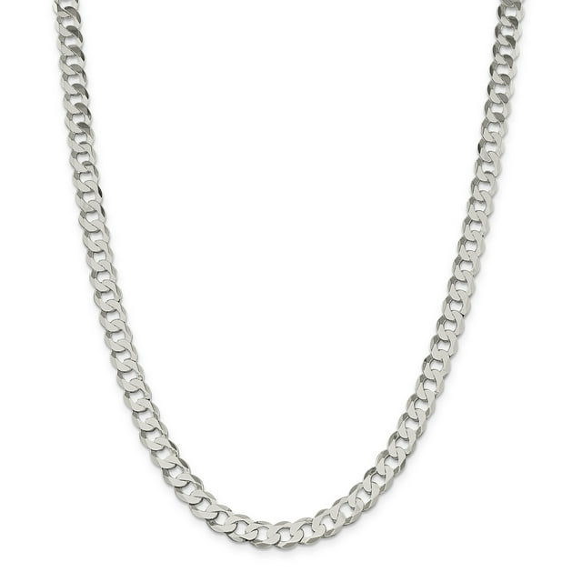 925 Sterling Silver 8mm Close Link Flat Curb Chain 20 Inch