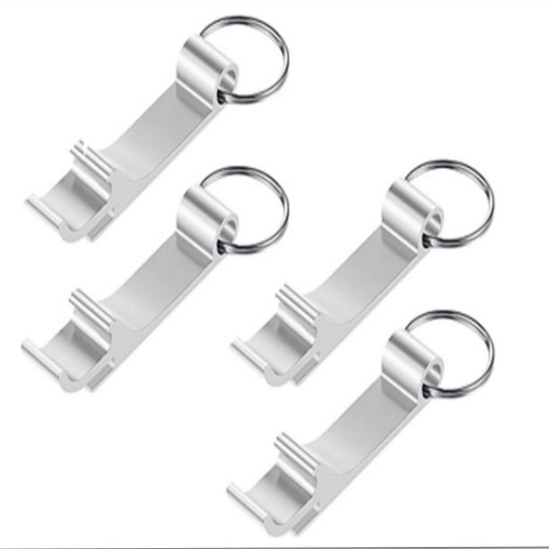 4 llaveros abridores de botellas de aleación de aluminio, mini llavero abridor de botellas, abridor multifunción plateado, llavero abridor de botellas para el hogar, bar, fiesta, amante de