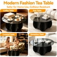 thumbnail image 6 of 27.5 Inches/31.5 Inches Round Coffee Table, Tempered Glass Top Mid Century Modern Coffee Table, Center Table with Wood Base for Living Room, Office, 6 of 13