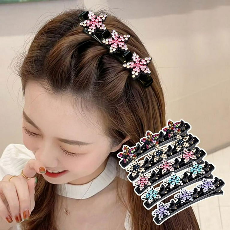 Sparkling Crystal Stone Braided Hair Clips Double Bangs Hair - Foto 4