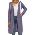 thumbnail image 2 of Long Hoodies for Women Zip Up Double Zipper Fleece Tunic Sweatshirts 2025 Fall Winter Oversized Jacket With Pockets Long Sleeve Casual Travel Outerwear​ Light Purple S, 2 of 7