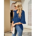 thumbnail image 5 of ZHENWEI Women's Casual V Neck T Shirts Loose Summer Half Bell Sleeve Tops Ruffle Tunic Blouses, 5 of 9