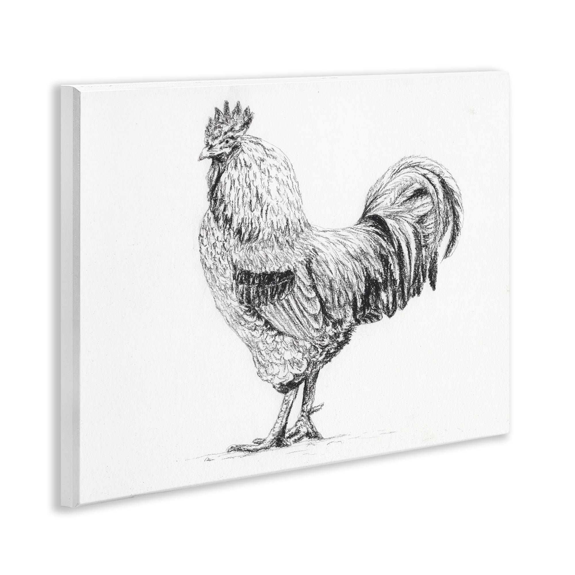 Stupell Industries Rooster in Charcoal Wall Plaque Art, design by Leah Noel Art