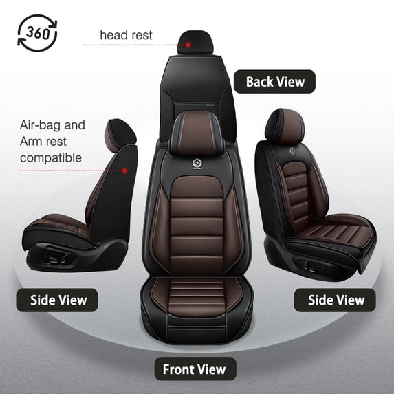 Car Seat Cover for JEEP GRAND CHEROKEE 2002, Faux Leather 5 Seats Full Set With Lumbar Support Non-slip, Black and Brown Car Seat Covers, Beautify the Interior of Old Cars