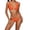 Orange, variant on Women's Solid Color Metal Detail Bikini Set Two Piece Swimsuit with Gold Shiny Decor for Women Party Beach Night Out,Orange XL