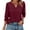 002_Wine, variant on JGNGSHN 2025 Fall Clothes for Women Cute Plain V Neck 3/4 Sleeve Length Tunic Tops Casual Loose Fit Vocation Basic Tees