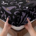 thumbnail image 3 of King Size Fitted Sheet Set - Purple Floral Halloween 3 Piece Bedding Sets 16" Deep Pocket Fitted Sheet with 2 Pillowcases, Horror Dark Silhouetted Cats Brushed Microfiber Hotel Luxury Bed Sheets, 3 of 9