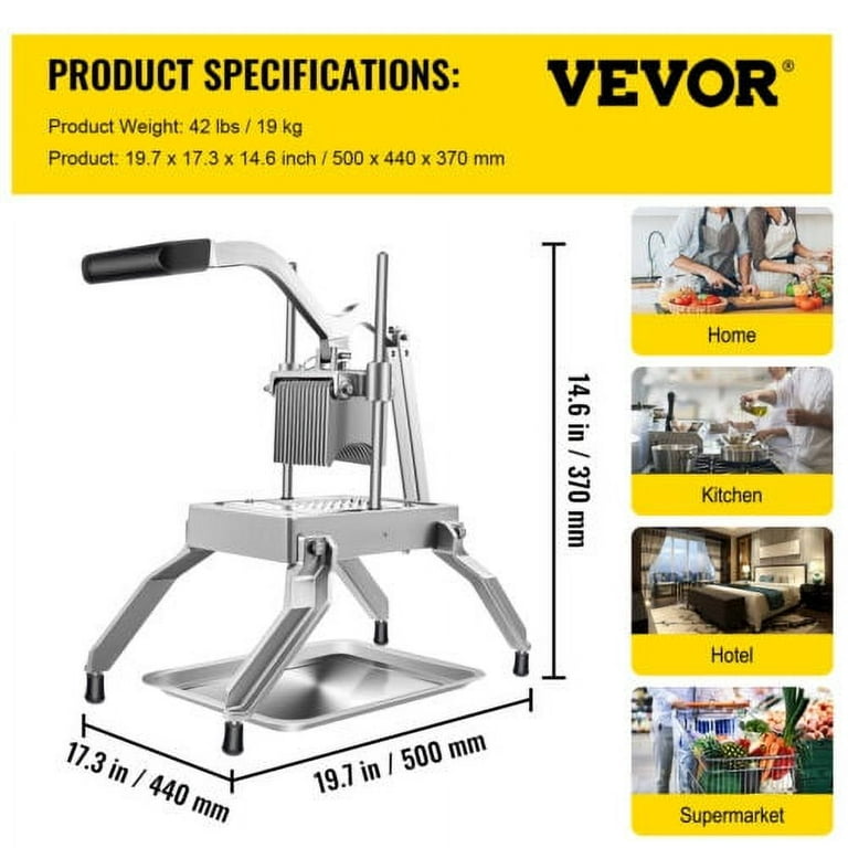 VEVOR Commercial Vegetable Fruit Dicer 3/16 in. Blade Onion Cutter Heavy  Duty Stainless Steel Chopper Tomato Slicer with Tray QPJDGNSD3-16YC001V0 -  The Home Depot