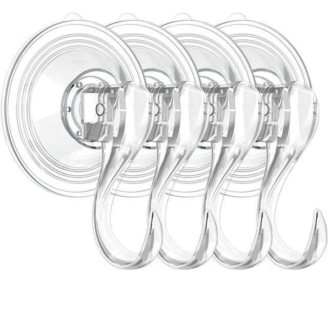 Colgador de corona, grande, transparente, reutilizable, resistente, con ventosa y toallitas, 22 libras, fuerte ventana de cristal, ventosa, ganchos, soporte de corona para decoración de corona de Navidad de Halloween, 4 paquetes BANYUO Electrónica