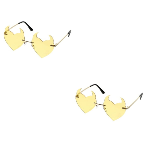 unbranded 2pcs Fashion Rimless Sunglasses Party Heart Shaped Glasses Eyewear for Women Men