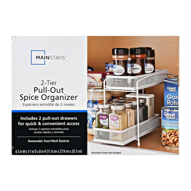 Mainstays 2 Tier Pull Out Spice, Pull Out Spice Rack Cabinet Organizer