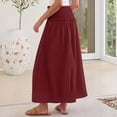 thumbnail image 5 of Maxi Skirts for Women Casual Boho Swing Pleated Beach Long Skirts Smocked Elastic High Waisted Skirts with Pockets S, 5 of 9