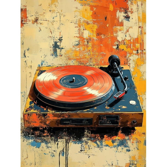 Vintage Record Player Canvas Art Print，Suitable for Living Room，Bedroom，Studio Apartment，Office，Music Room Decoration.