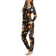 thumbnail image 2 of Renewold Warmth Web Pumpkins Pajamas for Women 2 Pieces Halloween Home Sweatsuit Set with Two Pockets Size 6XL Soft Lounge Wear for Walking Jogger, 2 of 5