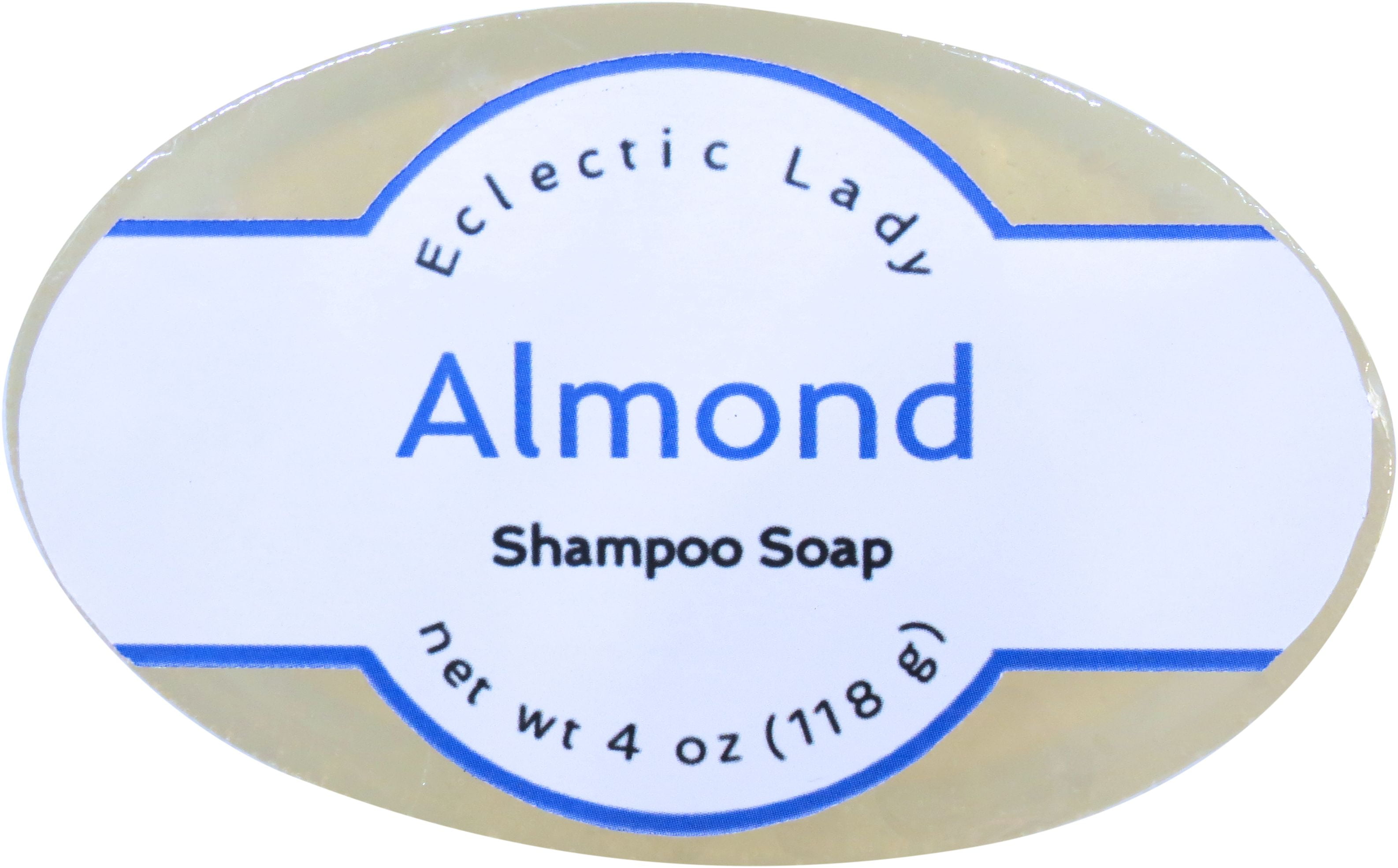 Almond Shampoo Soap Bar By Eclectic Lady with Pure Argan Oil, Silk Protein, Honey Protein and Extracts of Calendula Flower, Aloe, Carrageenan, Sunflower - 4 oz Bar