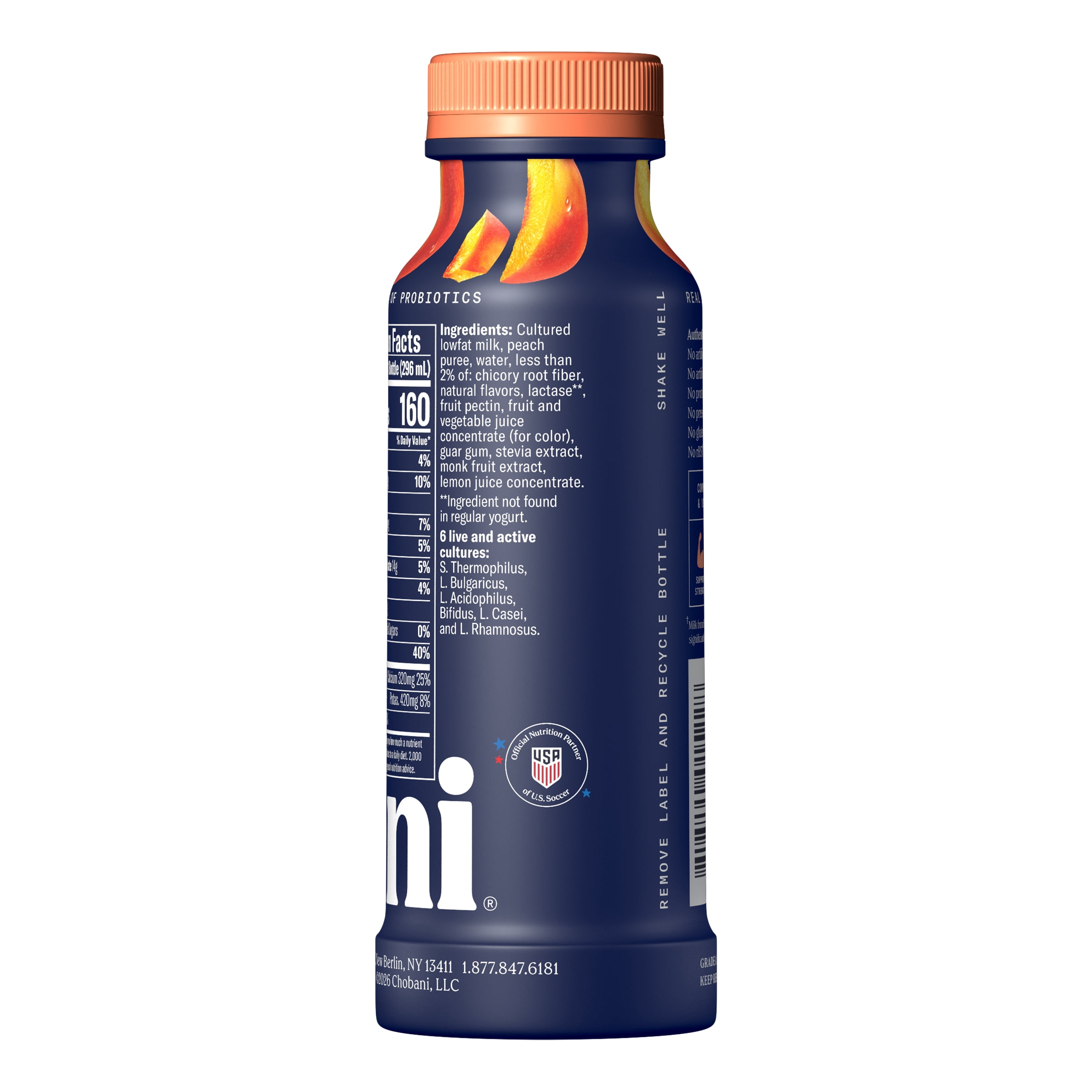 Chobani 20G Protein Low-Fat Greek Yogurt Drink Peaches and Cream 10 fl oz Bottle