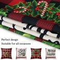 thumbnail image 4 of FairOnly Christmas Pillow Covers Set of 4 Black Red Plaid Farmhouse Xmas Decorations Wreath Pattern Cushion Cases for Sofa Couch, 18"x18", 4 of 7