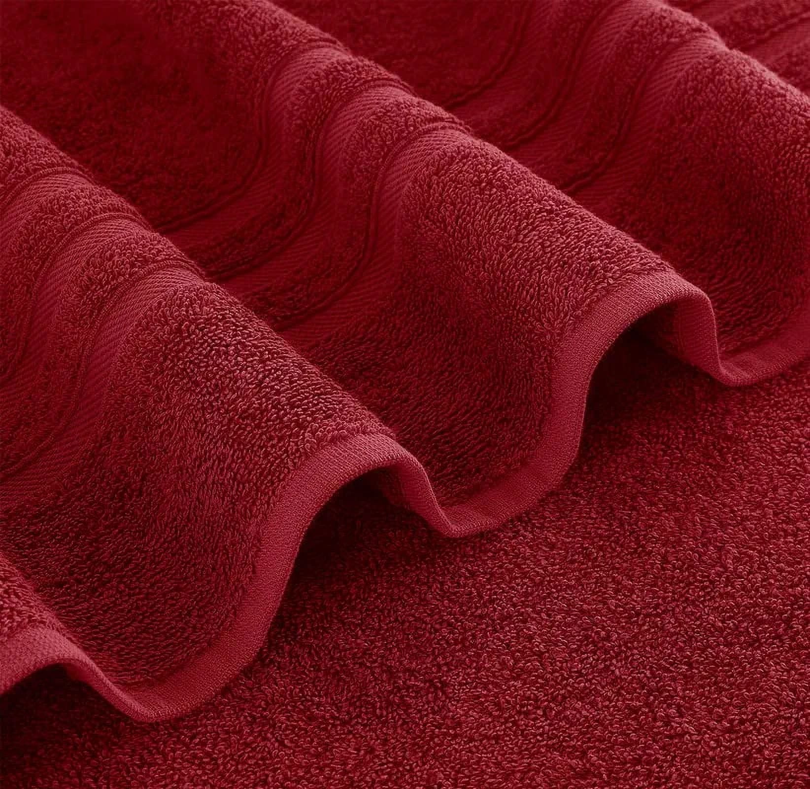 Hawmam Linen Red Burgundy Bathroom Set - 6-Piece 100% Turkish Cotton - 2 Bath Towels, 2 Hand Towels, 2 Washcloths - Soft, Plush, Quickdry, High Absorbent - Bathroom Accessories, Dorm Room Essentials