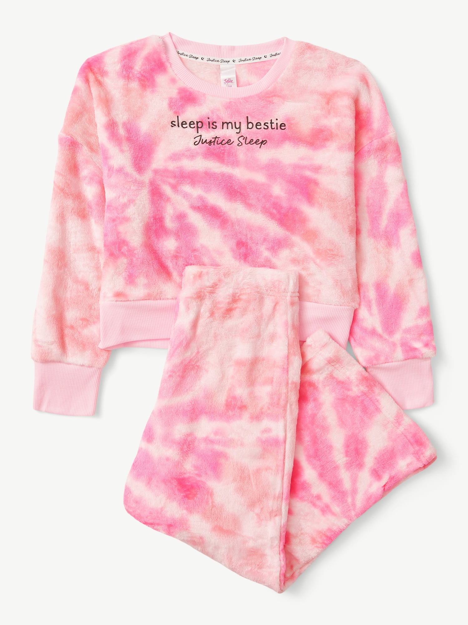 Justice Girls Long Sleeve Top and Wide Leg Sleep Pant, 2-Piece Pajama Set, Sizes 5-18