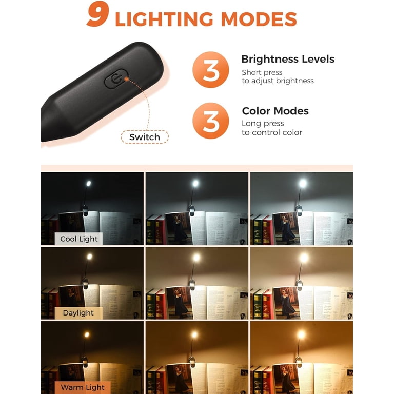 VicTsing Rechargeable LED Clip-On Book Light with 9 Modes photo 2