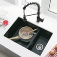 thumbnail image 1 of Stylish Dual Mount 27" Black Composite Granite Double Bowl Kitchen Sink with 2 accs S-827N, 1 of 15