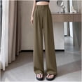 thumbnail image 3 of Paiwinds Ladies' Solid Color High Waist Straight Leg Wide Leg Pants, Elastic Waist, Stretchy Ice Silk Suit Trousers for Office, Classic Fit, Multiple Colors., 3 of 9
