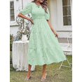 thumbnail image 3 of Vestido midi de encaje con mangas abullonadas y cuello redondo para mujer (verano 2023), 3 of 5