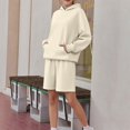 thumbnail image 6 of NMMUED Sweat Set for Women Athleisure Sets Women Sweat Shorts Sets Track Suits for Women Set Oversized Casual Fleece Hoodie Sets, Beige XXXL, 6 of 7