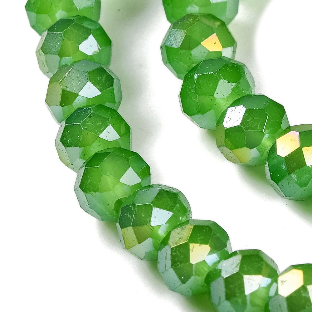 Baking Electroplate Glass Beads Strands AB Color Faceted Rondelle Green 6x5mm Hole: 1mm 80~85pcs/strand 38~40cm