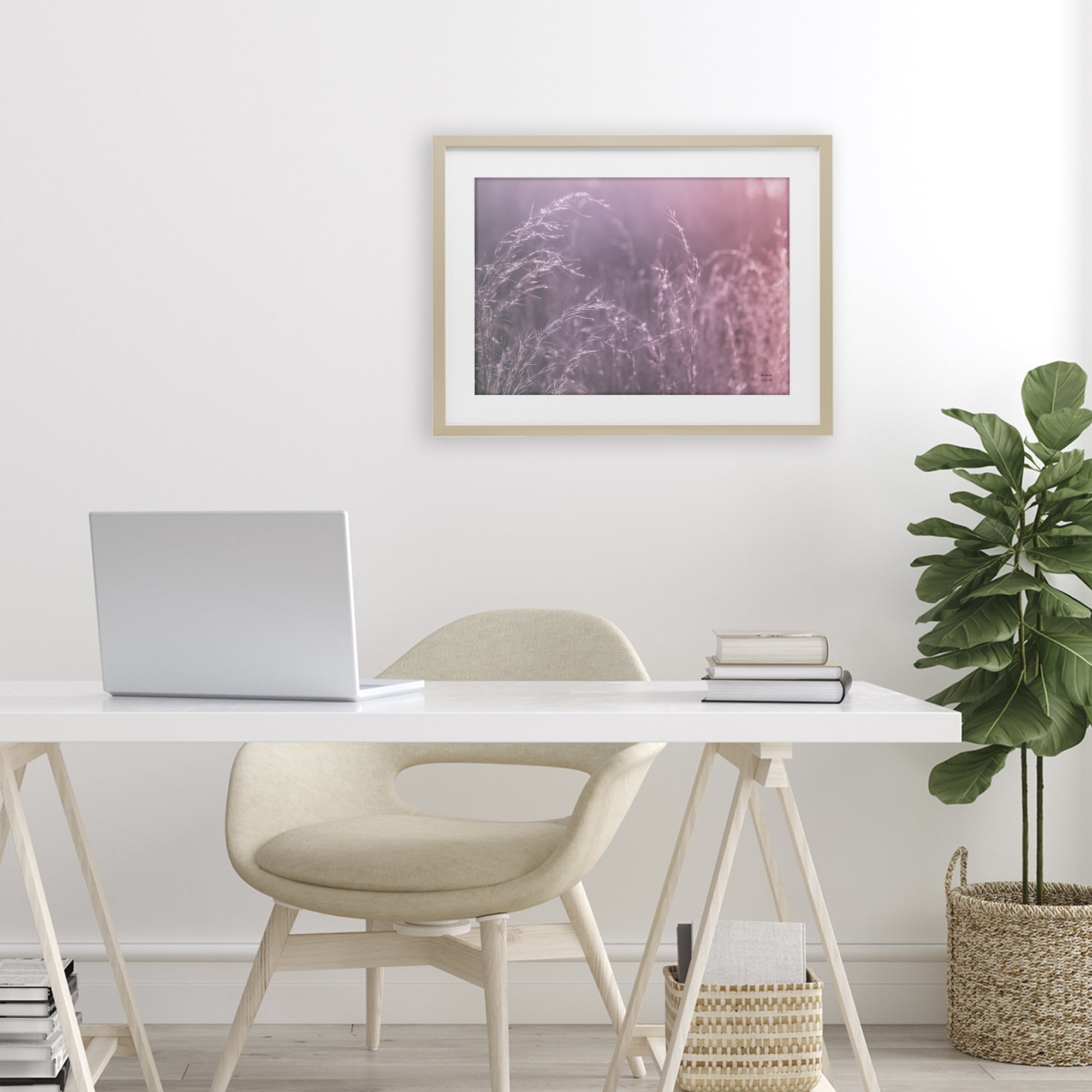 Stupell Industries Pink Meadow at Dawn Birch Framed Print Under Glass, design by Nathan Larson