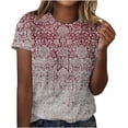 thumbnail image 5 of Tops for Women Trendy Casual Round Neck Short Sleeve Top Floral Print Tees Vintage Shirt Loose Lightweight Blouses, 5 of 7
