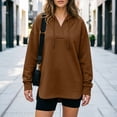 thumbnail image 5 of Smsaxvxz Women's Hooded Sweatshirts 2026 Fall Fashion Long Sleeve Pullover Tops Loose Fit Winter Clothes Brown M, 5 of 6