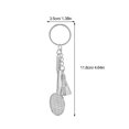 thumbnail image 2 of OULII 5Pcs Silver Badminton Racket Keychain Metal Key Rings Creative Sports Accessories, 2 of 8